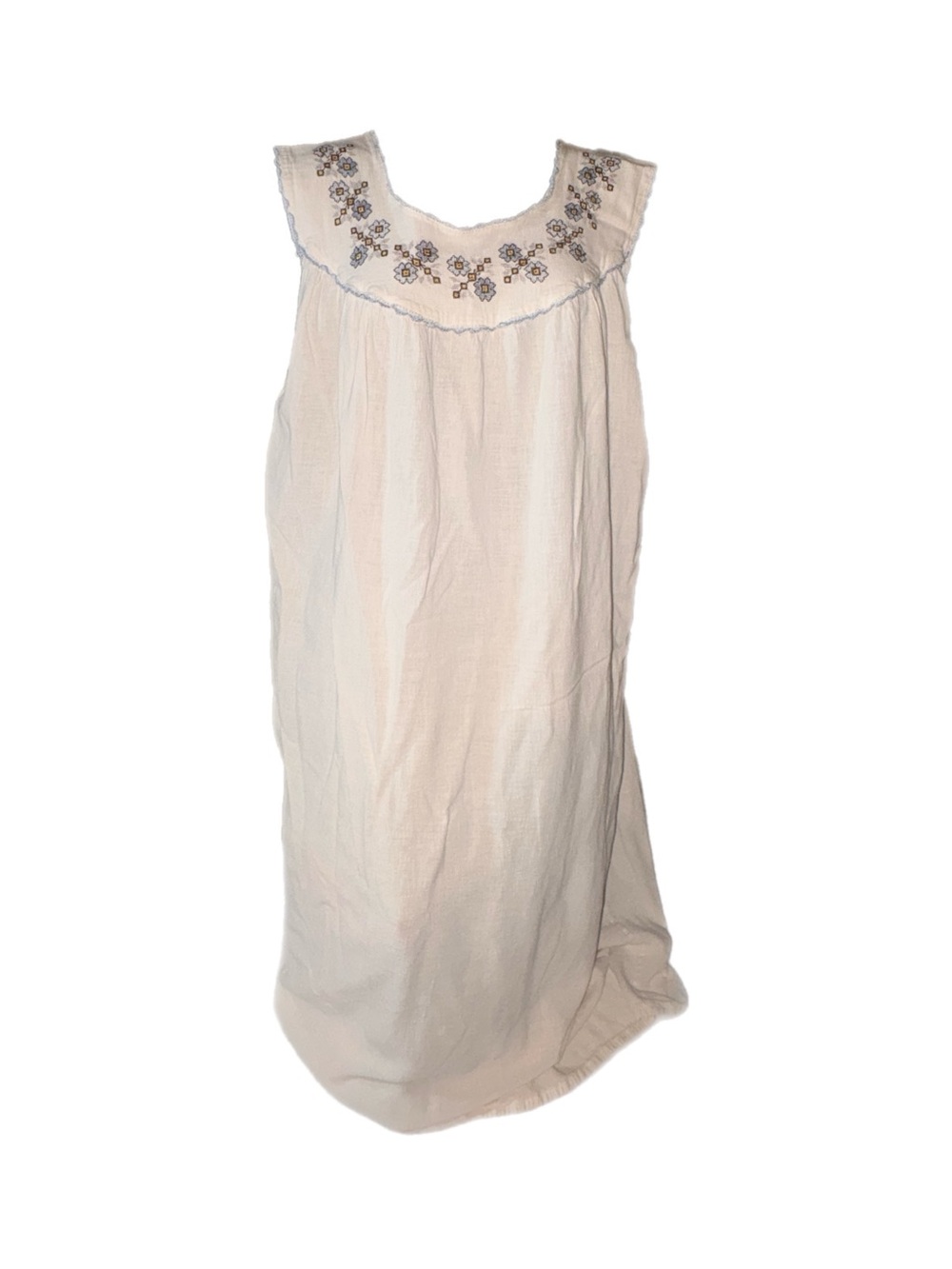 Vintage Embroidered Ivory Sleeveless Women’s Dress or nightgown